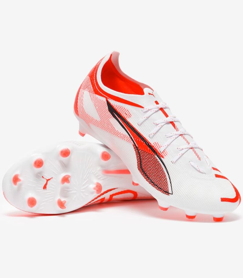 Puma ultra football boots in white and orange 